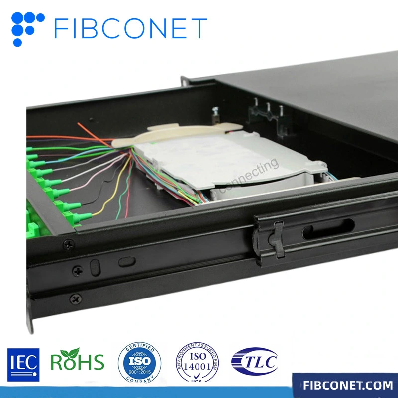 FTTH 12 24 48 Cores Fibers 19&prime;&prime; Fiber Optic Patch Panel with Metal Material