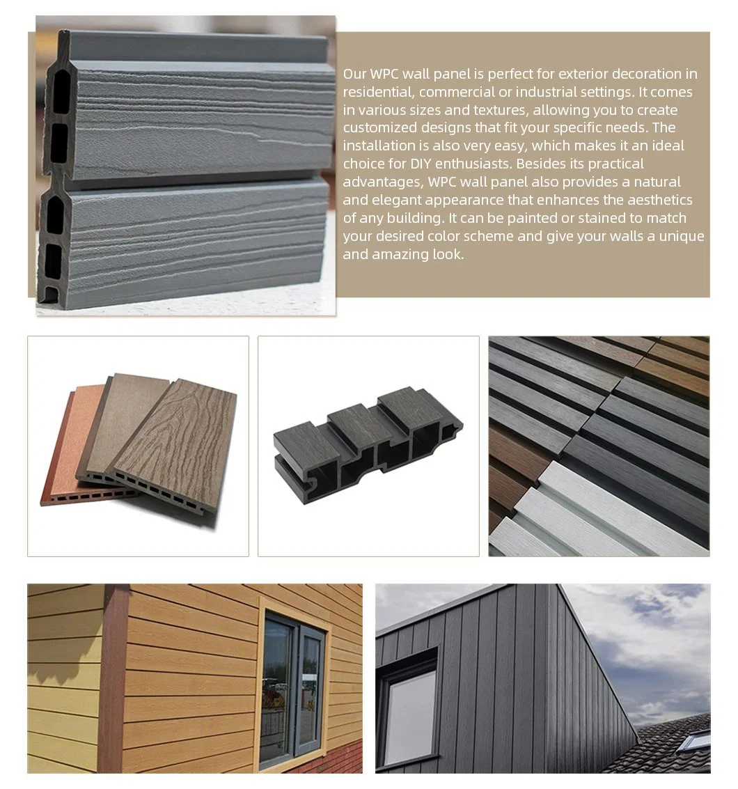 Solid/Hollow Outdoor Vidar China Wood 3D Cladding Wall Panels WPC Hot Panel