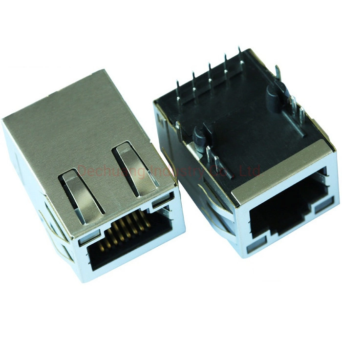 Cable Network PCB RJ45 Connectors Magnetic Module Jack Used for Network Card 1*N/2*N Vertical &amp; Low Profile Shielded Poe Poe+ Ethernet RJ45 with Transformer
