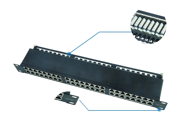 2u FTP 48 Port CAT6A CAT6 Patch Panel with Cable Management