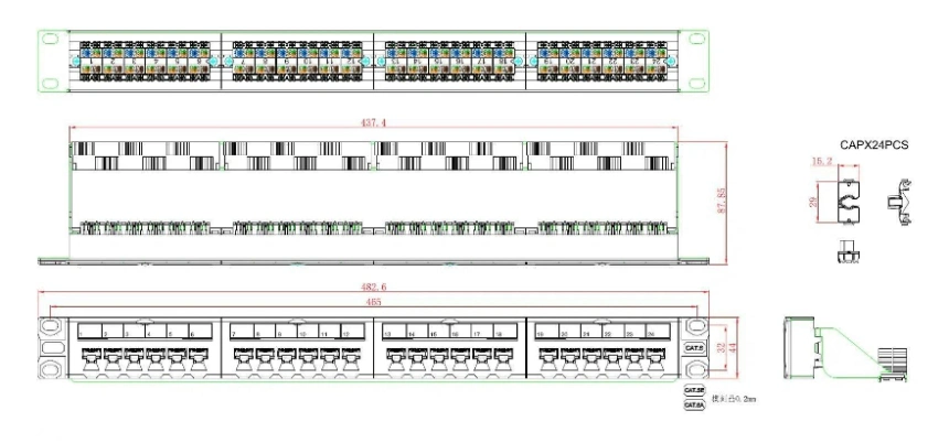 High Quality 1u 19&quot; Cat5e Network UTP Unshielded 24 Port Patch Panel with Back Bar