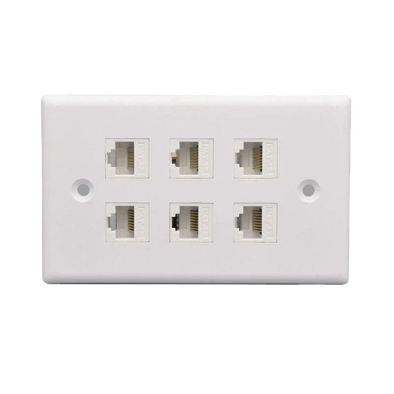 120 Type 6 Ports RJ45 Ethernet siding Cat5 Cat6 white with mounting bracket ethernet Wall Socket