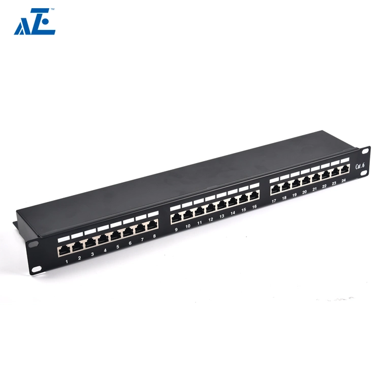 Aze Quality Guaranteed Category 6 Cat 6A Wall Mount Patch Panel Cabling CAT6 Shielded Networking Patch Panel -C6panel1u24FTP