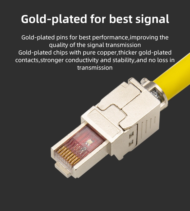CAT6 CAT6A Cat7 Cat8 FTP Shielded LED Plug RJ45 Connector 50 Micron Gold Plated