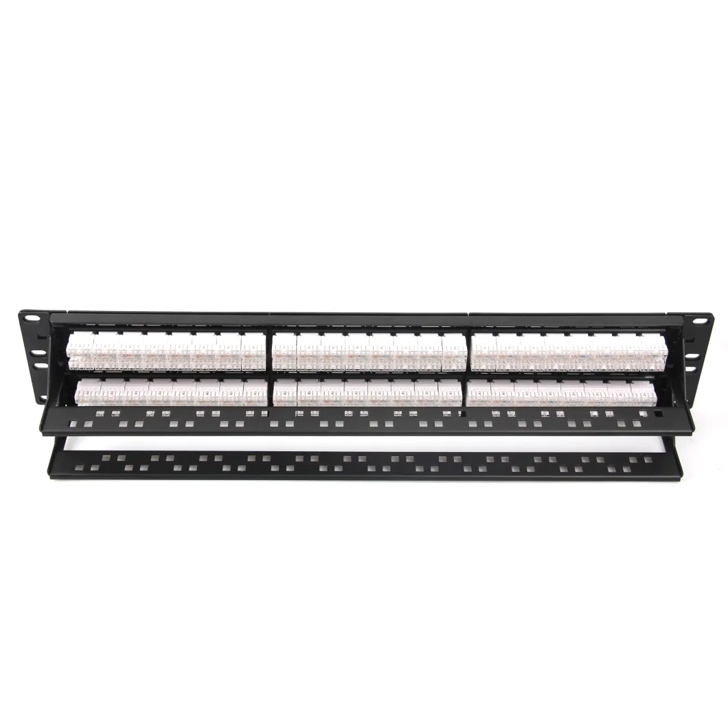 48 Ports 2u 19&prime;&prime; Cat 6 Keystone Patch Panel with Back Bar (Full loaded Keystone Jacks)