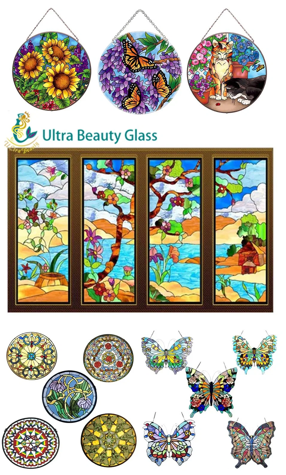 Beautiful Panel for Decoration High Quality Stained Glass Art Window Hollow