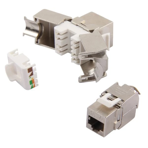 Toolless Keystone Jack RJ45 FTP CAT6 CAT6A Shielded Modular Outlet Connector