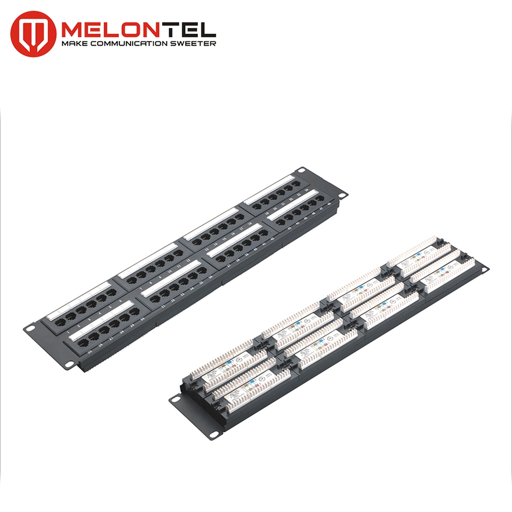 19 Inch 2u 48 Port Cat5e CAT6 Patch Panel with Dual IDC