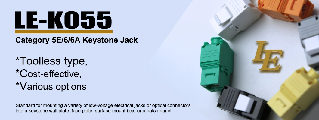 Le-K055 Registered Jack RJ45 8p8c CAT6 UTP Toolless Keystone Modular Jack