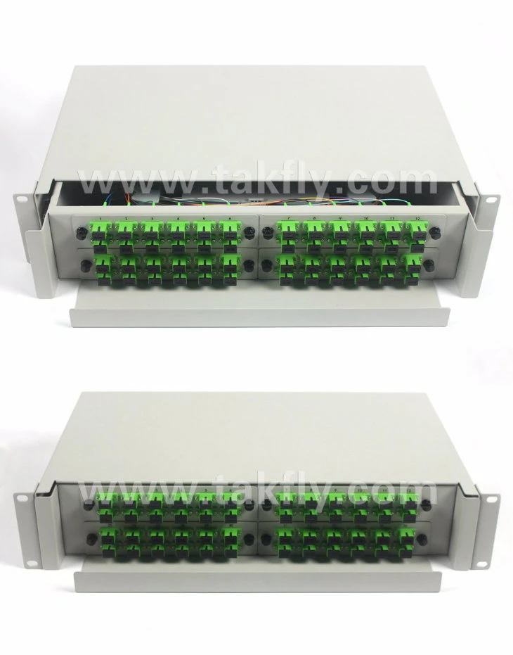 2u 48c Sc Type Sliding Fiber Optic Patch Panel 48 Ports