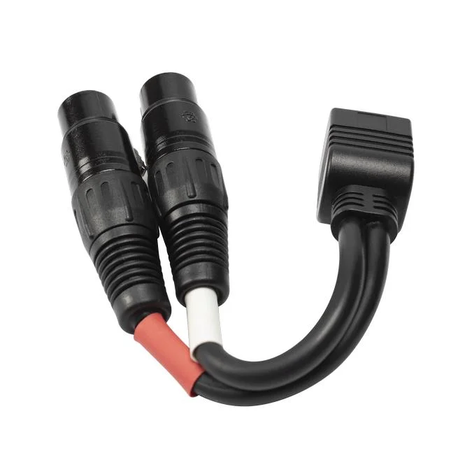 Factory Price High Quality Customized Black Molded Ethernet RJ45 Female to Dual XLR Female Adapter Cable for Data Transfer