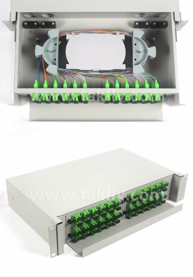 2u 48c Sc Type Sliding Fiber Optic Patch Panel 48 Ports