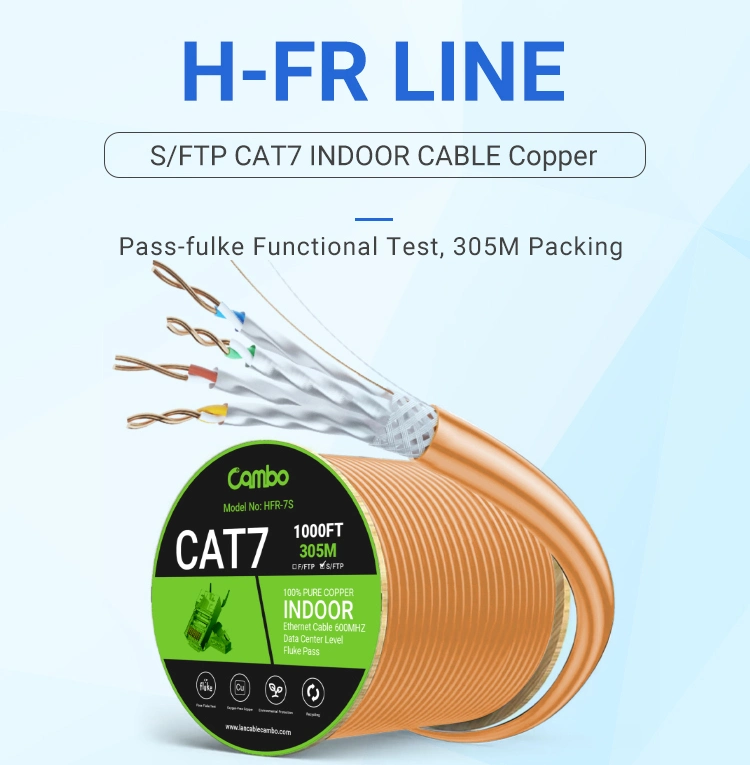 0.56mm 0.58mm Cat7 SFTP Oxygen-Free Copper Screened Wire Indoor Network Cable