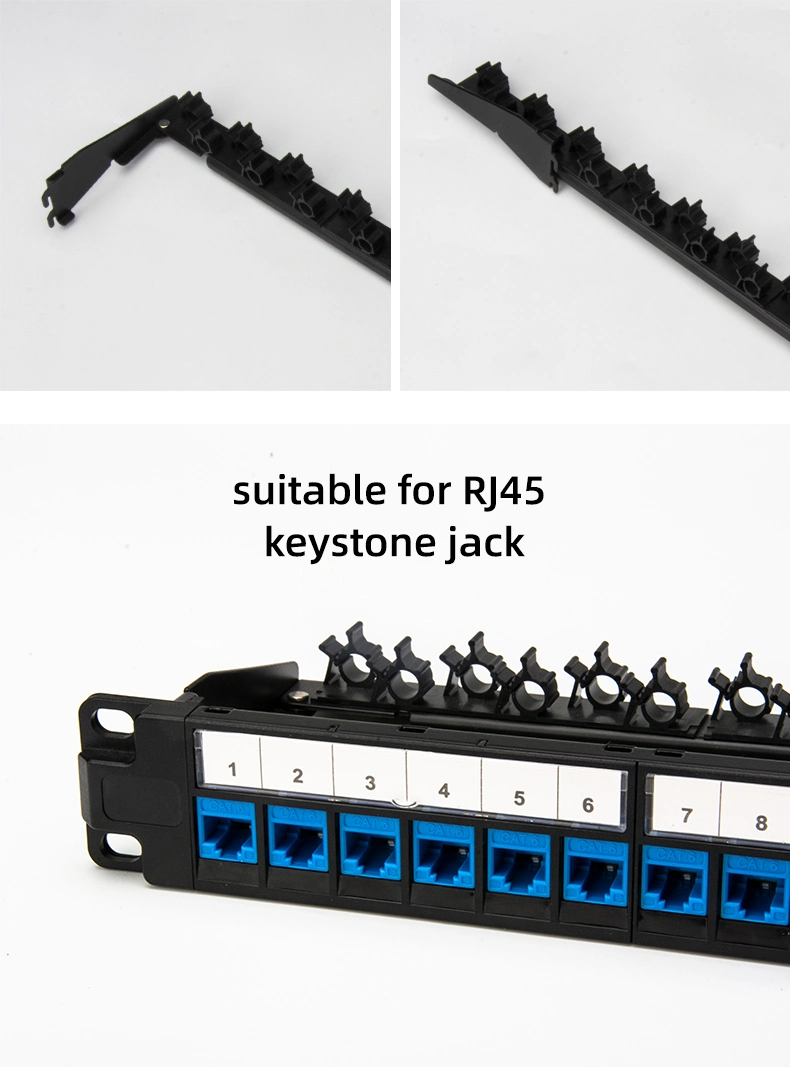 1u 24 Port 19 Inch RJ45 Empty STP FTP Metal Patch Panel with Cable Management Back Bar