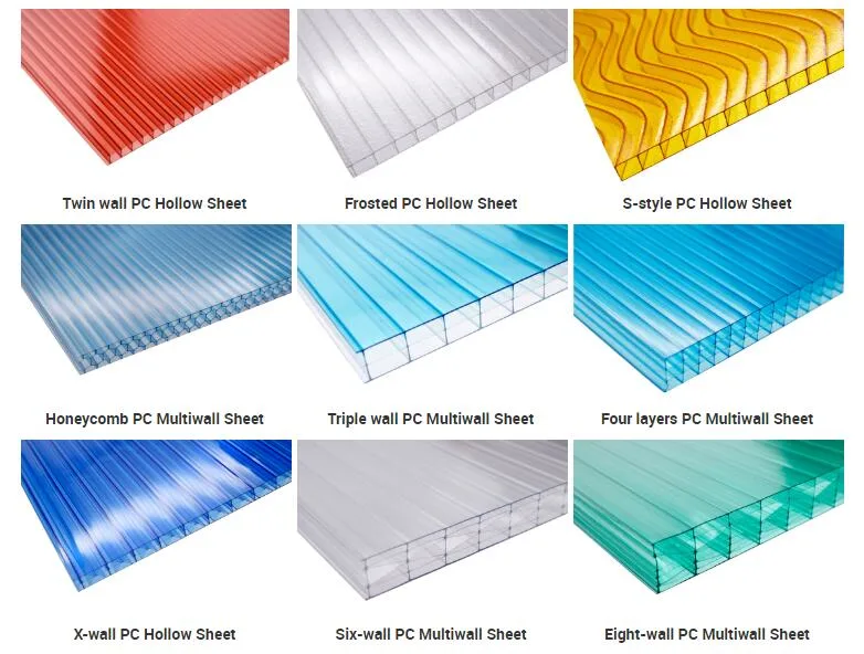 Facade Policarbonato Roofing Sheet Scratch Resistant Clear Factory Directly Selling Hollow Polycarbonate Panel