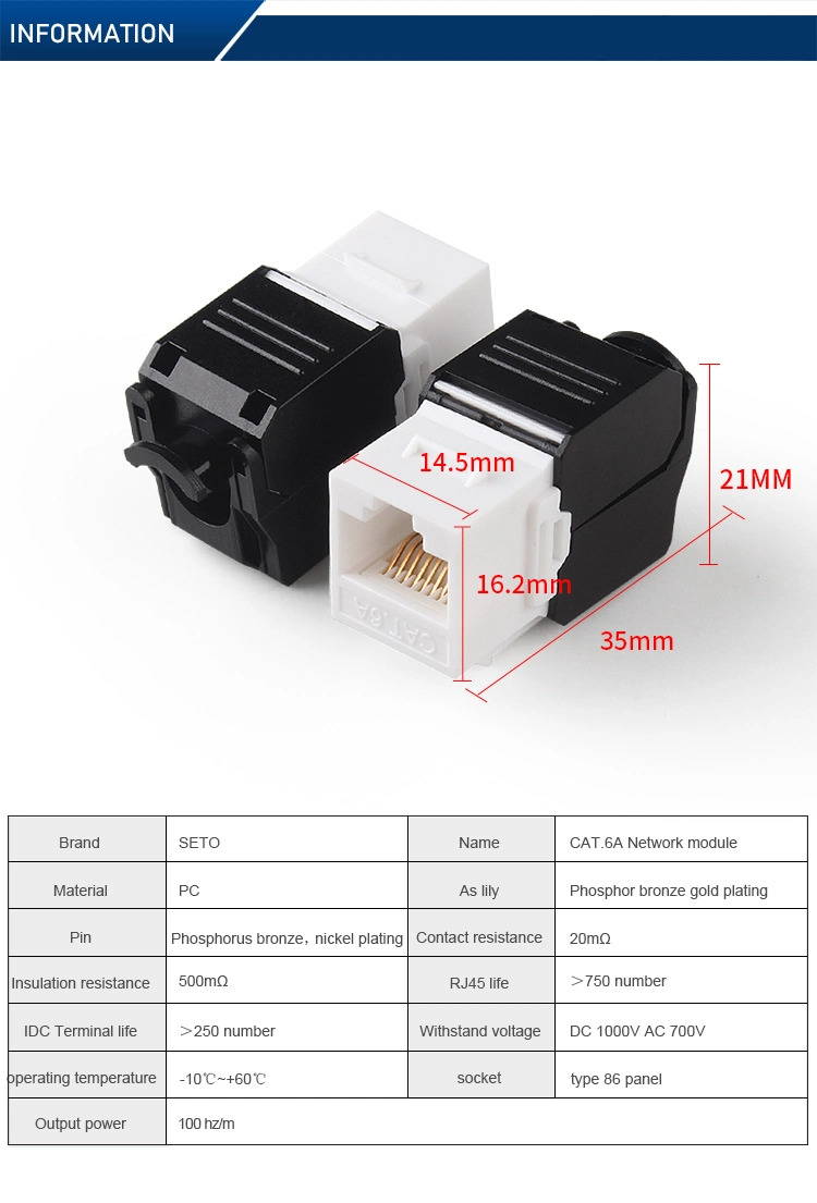 Wholesale CAT6A Connector UTP Punch Down RJ45 CAT6A Keystone Jack