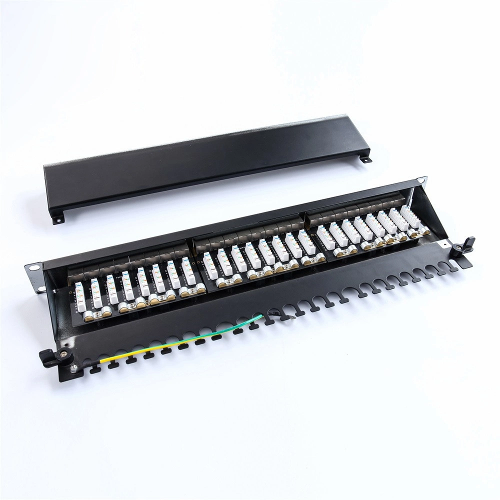 Manufacture Rackmount Or Wall Mount 24 Port FTP Cat5e Network Patch Panel With Back Bar