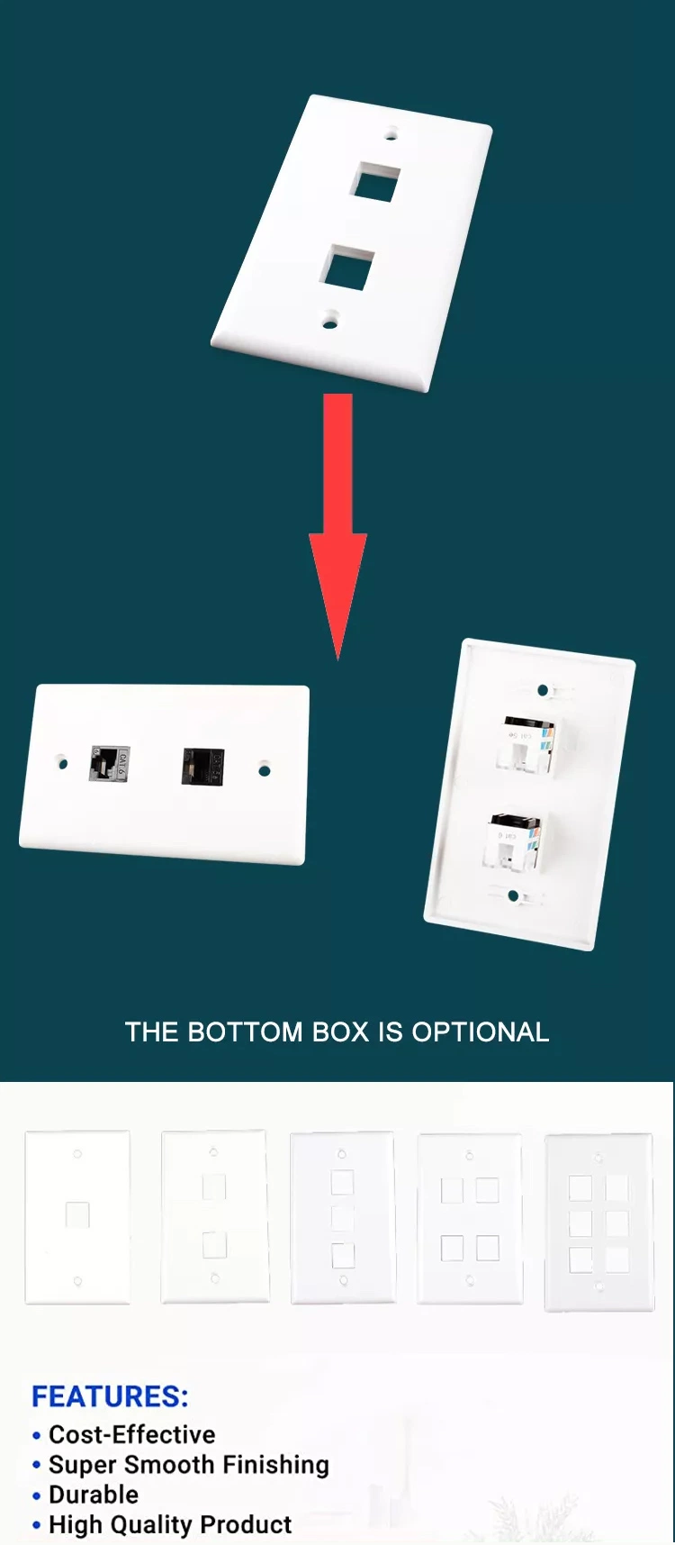 2 Ports Modular Jack Face Plate Data Faceplate Us Standard Wall Plate Faceplate RJ45 Face Plate