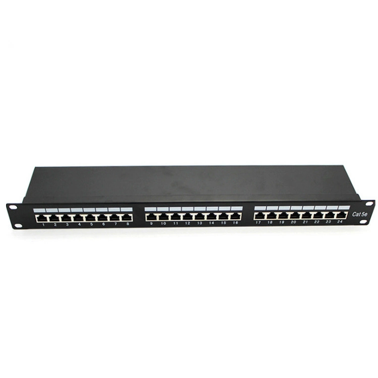Manufacture Rackmount Or Wall Mount 24 Port FTP Cat5e Network Patch Panel With Back Bar