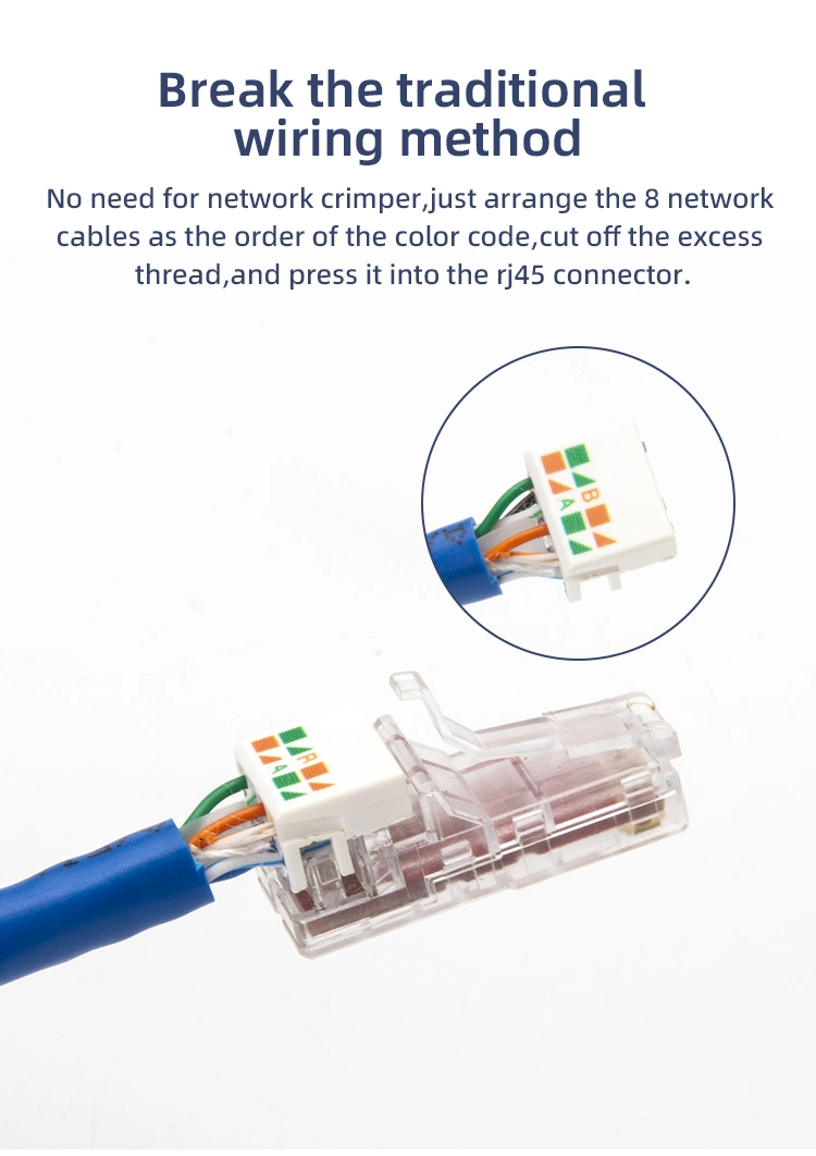 Ethernet UTP Cat5e CAT6 CAT6A Toolless Modular Plug RJ45 Connector Keystone Jack