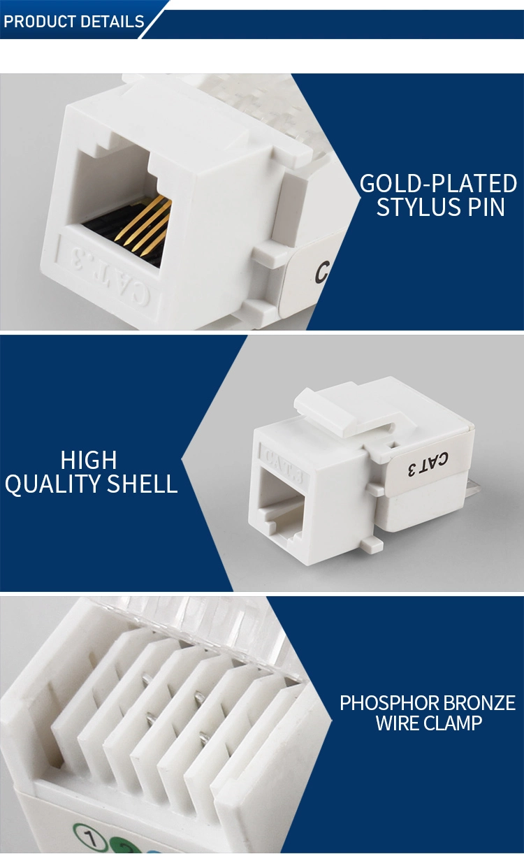 Reusable Cat3 Rj11 4p4c Tool-Less Keystone Jack 110-Type Female Connector