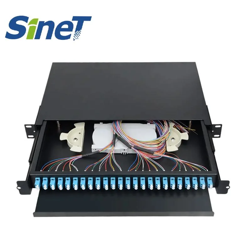 Pull-out Drawer Style Fiber Optic Distribution Frame 12 24 48 Port Sc LC Adaptor Fiber Patch Panel ODF