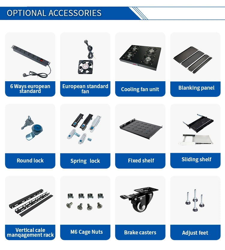 27u Network Rack Cabinet Data Center Equipment Server Rack 19 Inch for It Equipment Patch Panel Brackets PDU Mesh Door