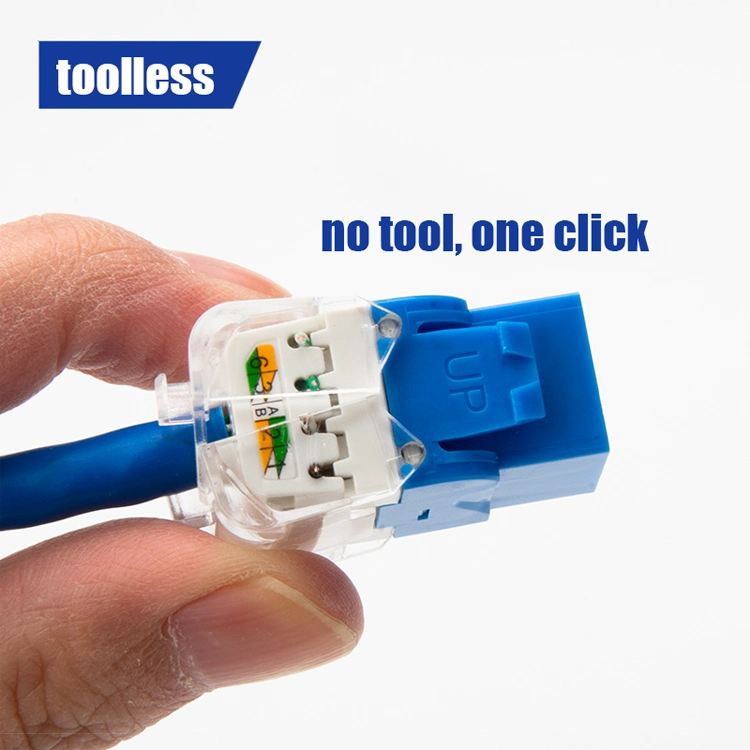 White Color RJ45 Cat5e Unshielded 180 Degree Toolless Keystone Jack Modular UTP RJ45 Cat5e CAT6 CAT6A Keystone Jack