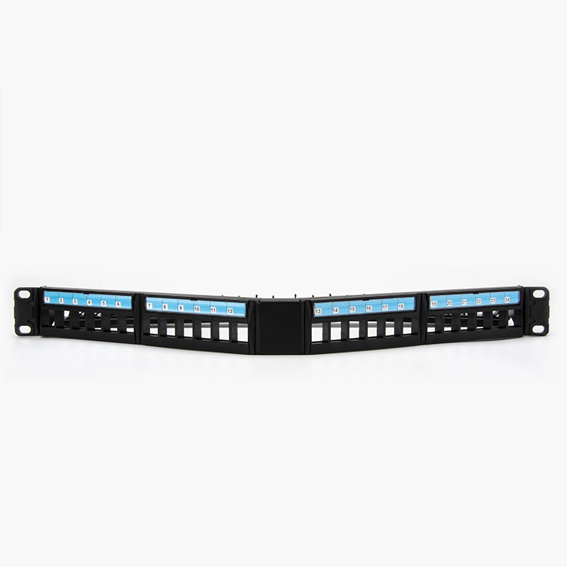 1u 24 Port UTP RJ45 Keystone Jack Blank 19&rdquor; V-Angle Patch Panel