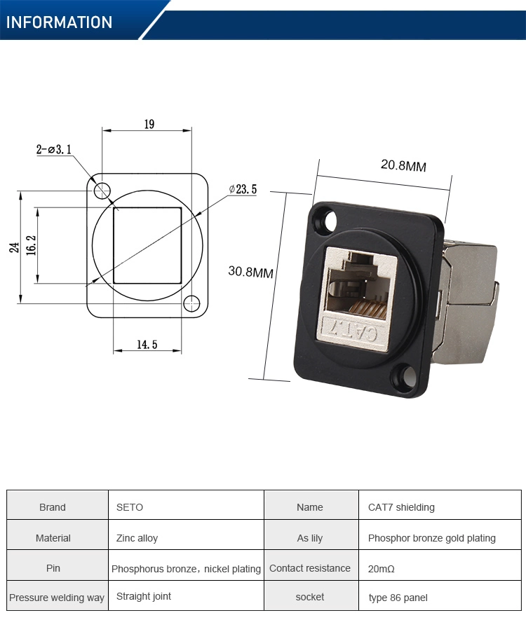 Type D Cat7 Keystone Jack RJ45