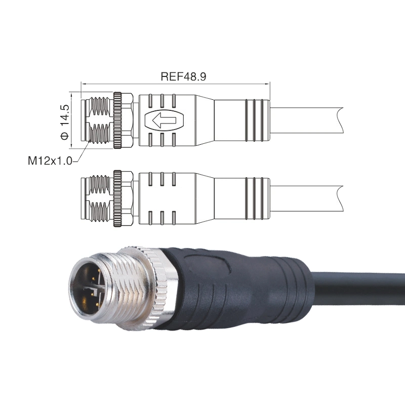 Raymo X Code 8pin Waterproof Shielded 8 Pin Straight CAT6/7 Cable M12 Connector