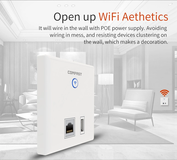 Comfast 300Mbps Wall Embedded Ap Router 2.4G Wireless WiFi Access Point 86 Panel Telephone Rj11+ RJ45 Port Ap CF-E536n