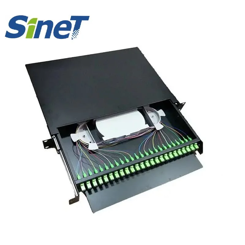 Pull-out Drawer Style Fiber Optic Distribution Frame 12 24 48 Port Sc LC Adaptor Fiber Patch Panel ODF