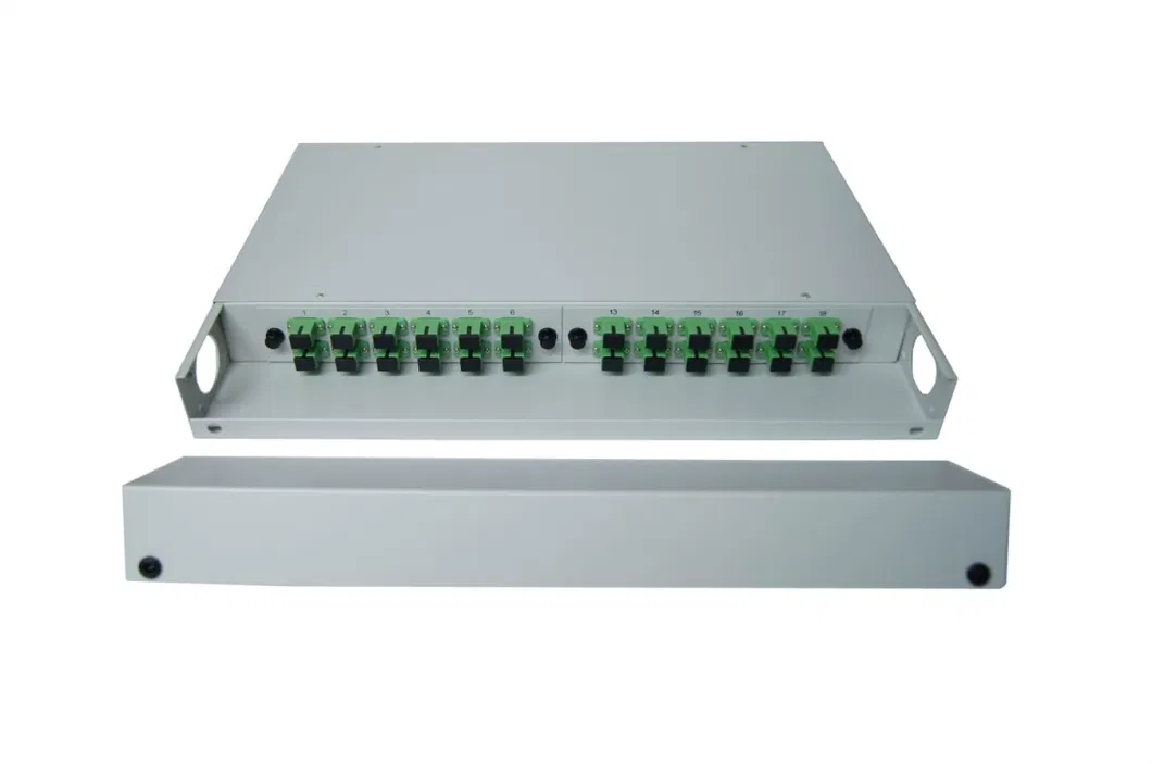 Fixed Rack-Mounted Fiber Optic Patch Panel 12 Port 24 Port Optical Distribution Frame with Sc Simplex Adapter