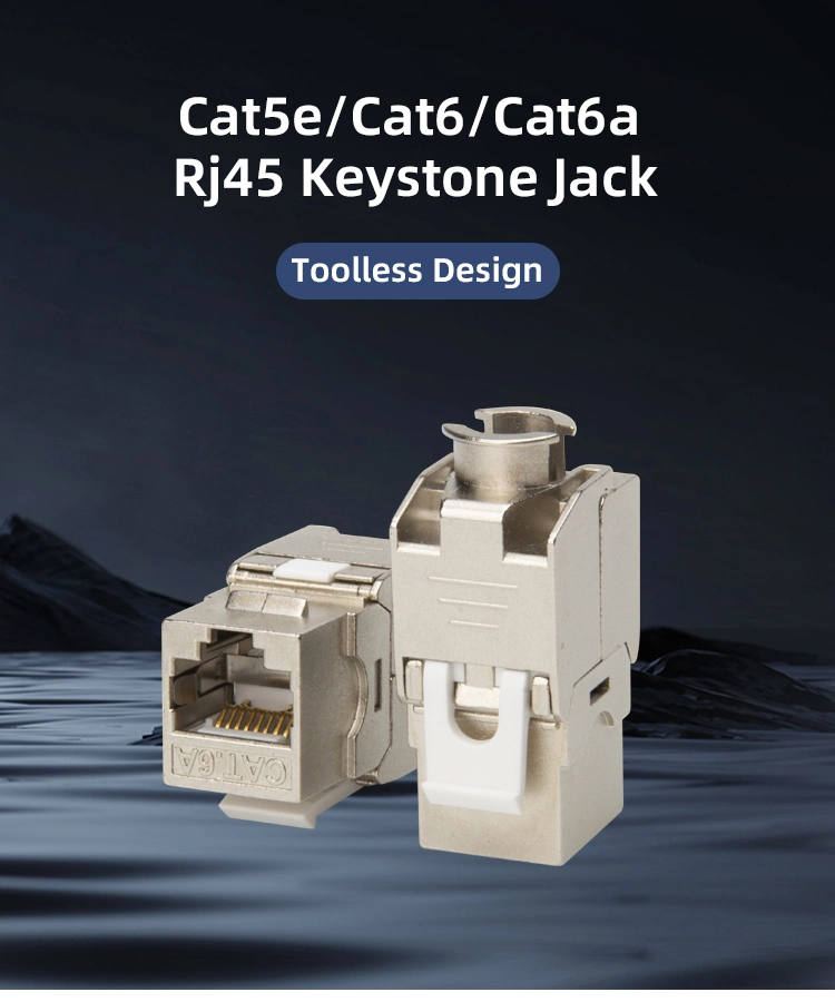 Network Shielded 8p8c Toolless Cat5e CAT6 CAT6A FTP Keystone Jack Module Cat 6 SFTP 180 Degree Toolless RJ45 Keystone Jack