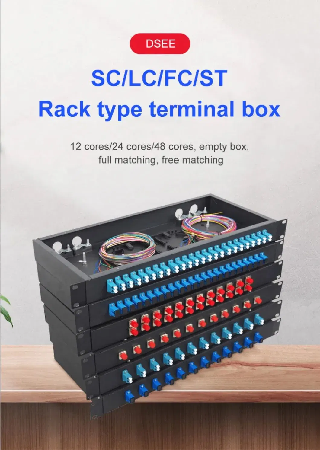 Pull-out Drawer Style Fiber Optic Distribution Frame 12 24 48 Port Sc LC Adaptor Fiber Patch Panel ODF