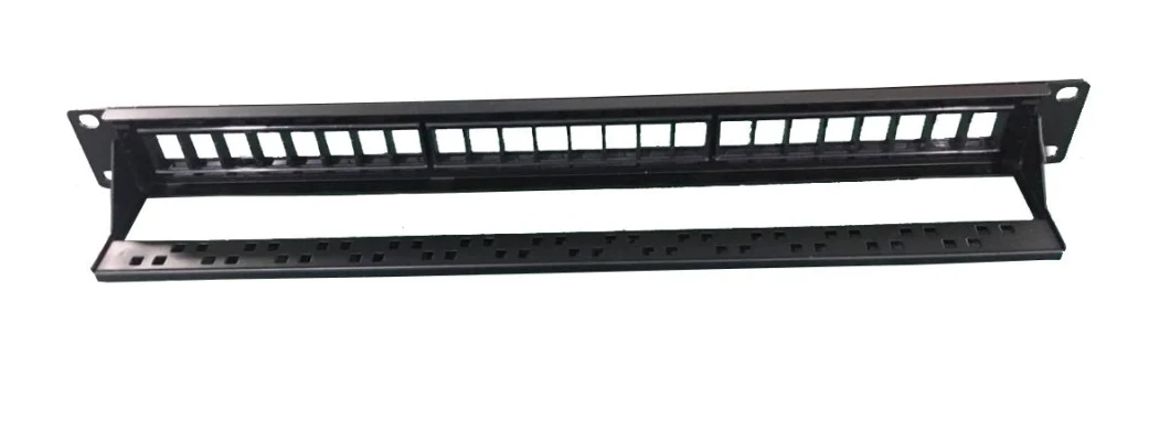 24 Port Blank Modular Patch Panel, 1u 19&quot; Rack-Mounted, Suitable for CAT6/6A Keystone Jack