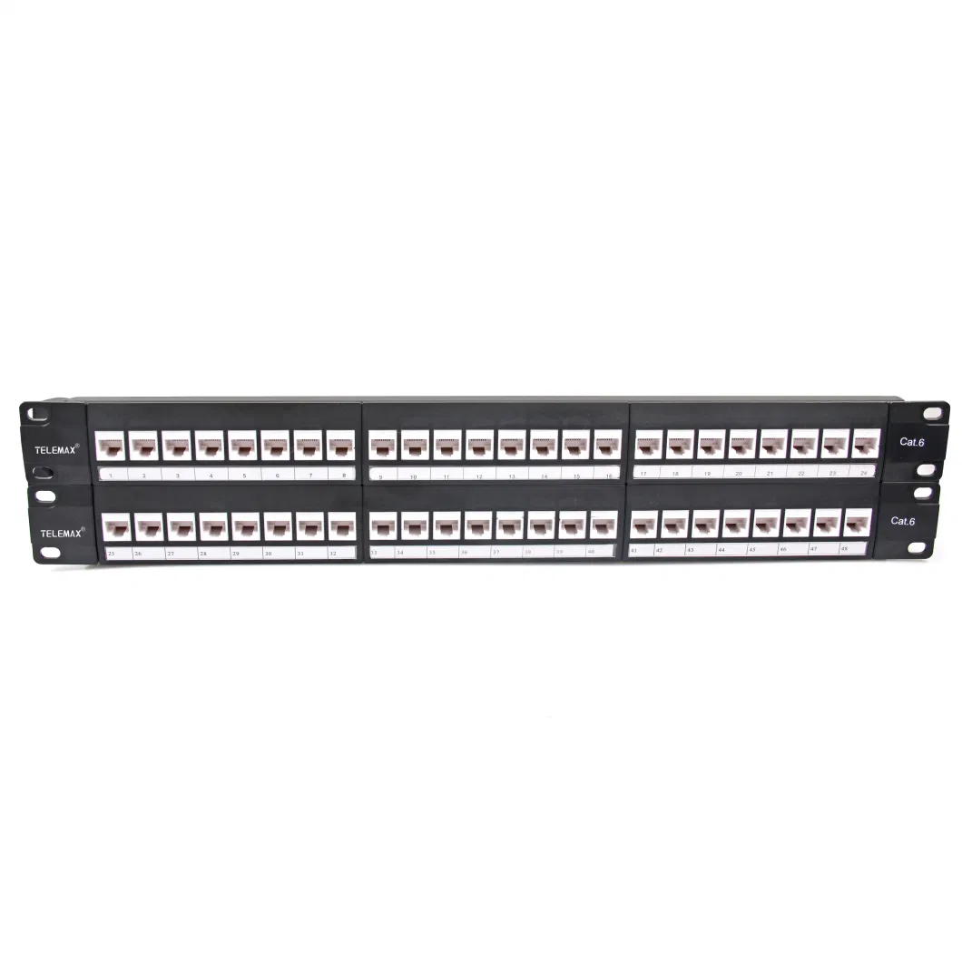 48 Ports 2u 19&prime;&prime; Cat 6 Keystone Patch Panel with Back Bar (Full loaded Keystone Jacks)