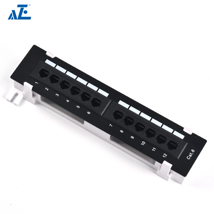 Aze Structured Cabling Rack 12 Port UTP 10 Inch CAT6 Network Wall Mount Surface Patch Panel Cable Management Keystone Patch Panel-C6panel12wm