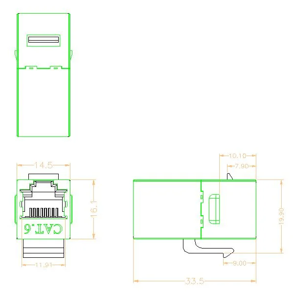 RJ45 Inline Coupler Network Coupler Keystone Jack, FTP RJ45-RJ45 Cat. 6