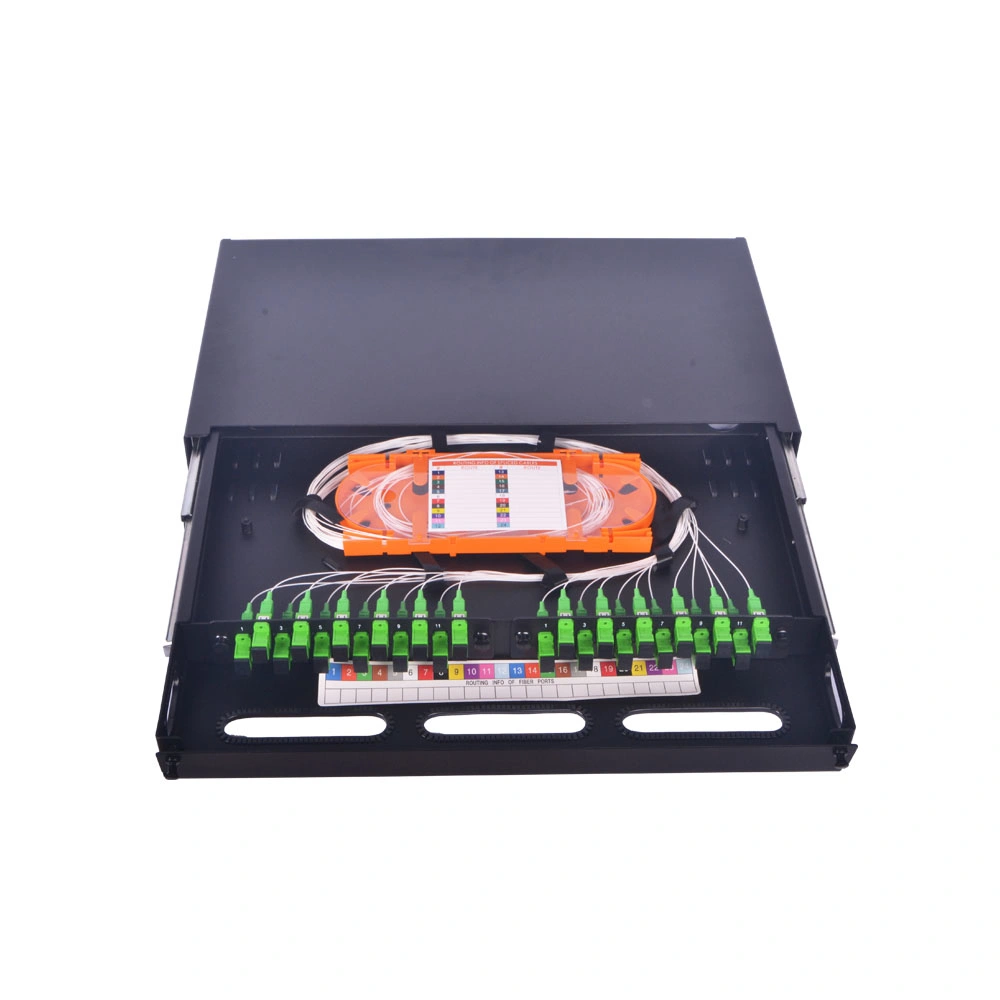 FTTH 12-24 Port St/Sc/FC/LC Rack Mount Splicing Fiber Optic Patch Panel/ODF