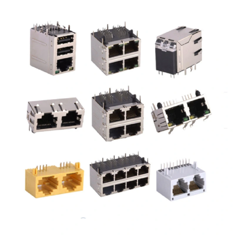 Single Port RJ45 Female Connector with 100 Base-T Integrated Magnetics RJ45 Jack