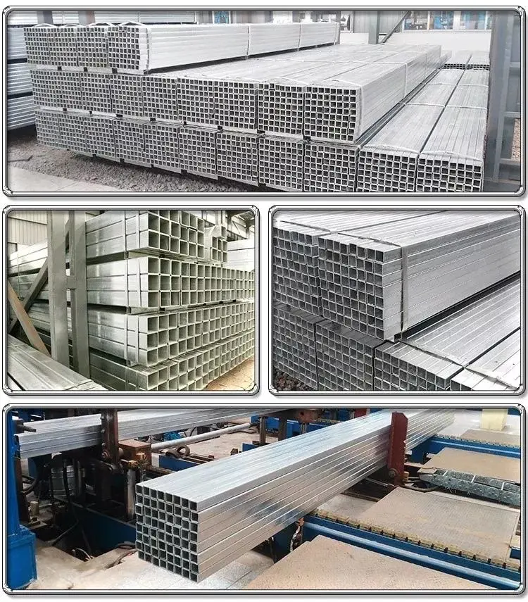 Hot Dipped Galvanized Steel Square / Rectangular Pipe Hollow Section Black Steel Welded Tube