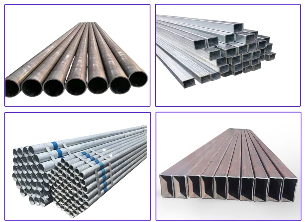 Rhs Hollow Section Rectangular Zinc Coating Gi Iron Tube Carbon Black Hot Dipped Zn Coated ASTM A500 A36 Structural Shs Ms Square Tube Galvanized Steel Pipe