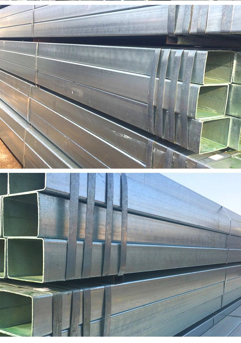 Hot Dipped Galvanized Steel Square / Rectangular Pipe Hollow Section Black Steel Welded Tube