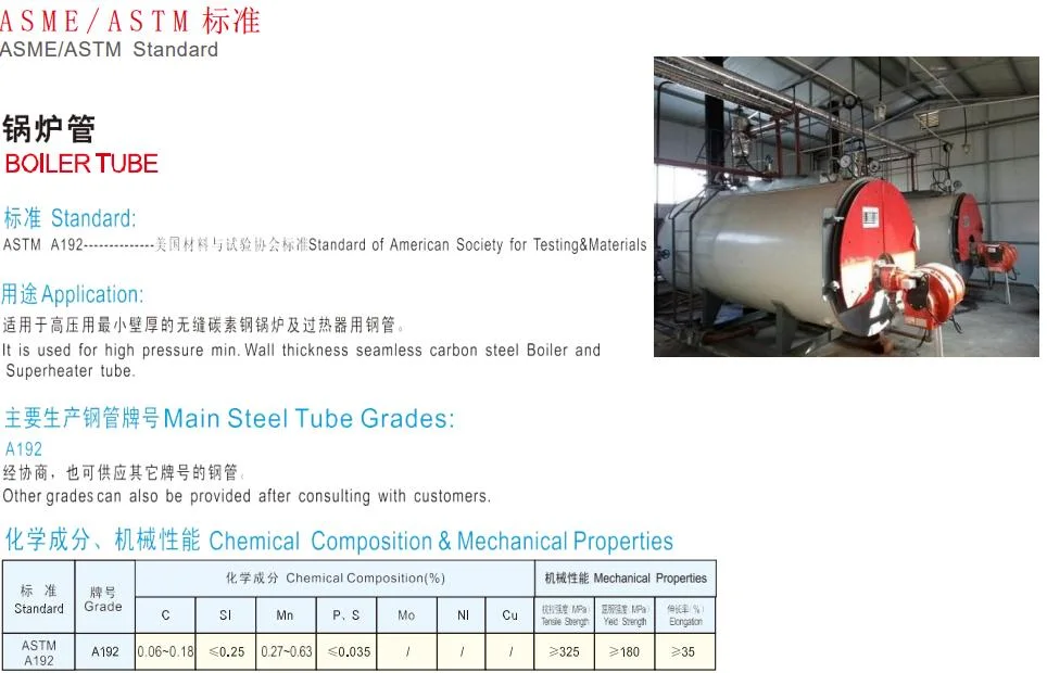 ASTM A192 Seamless Carbon Steel Pipe Bolier Tube