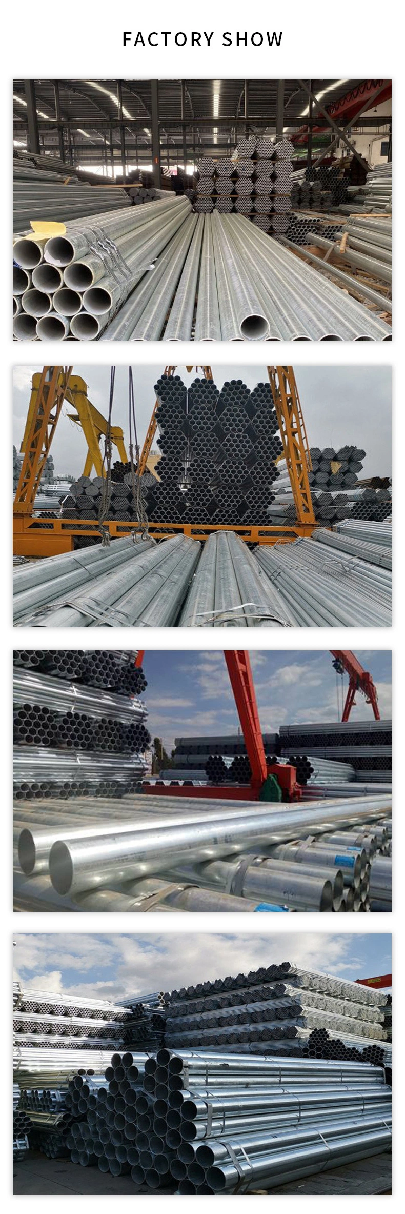 1.8mm 2.0mm Gp Tube with 6 Meter Length BS1387 Zinc Coating Galvanized Steel Pipe Round Tubular Iron Hollow Section