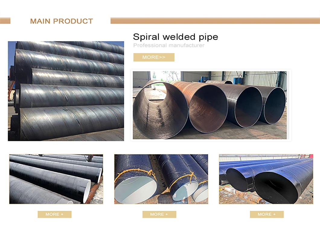 ASTM A252 Q235 Ss400 S235jr ERW Round Carbon Steel ERW Spiral Welded Pipe Carbon Welded Seamless Spiral Steel Pipe for Oil