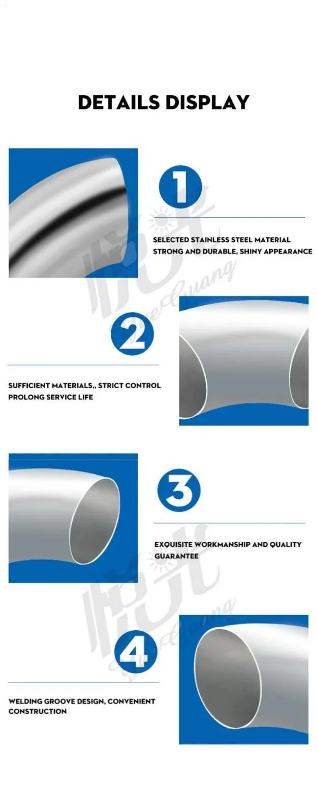 45 Degree 90 Degree SS304/316 Stainless Steel Butt Welding Elbows for Pipe Fitting