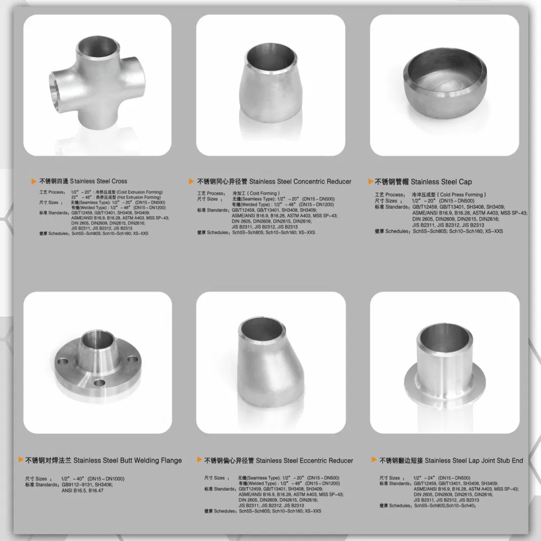 Stainless Steel Sch 40s Welded 90 Degree Pipe Elbow Pipe Fittings Reducer Eccentric Tube Reducer with Pickling